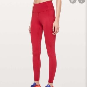 Lululemon Red Fast and Free Leggings 28”